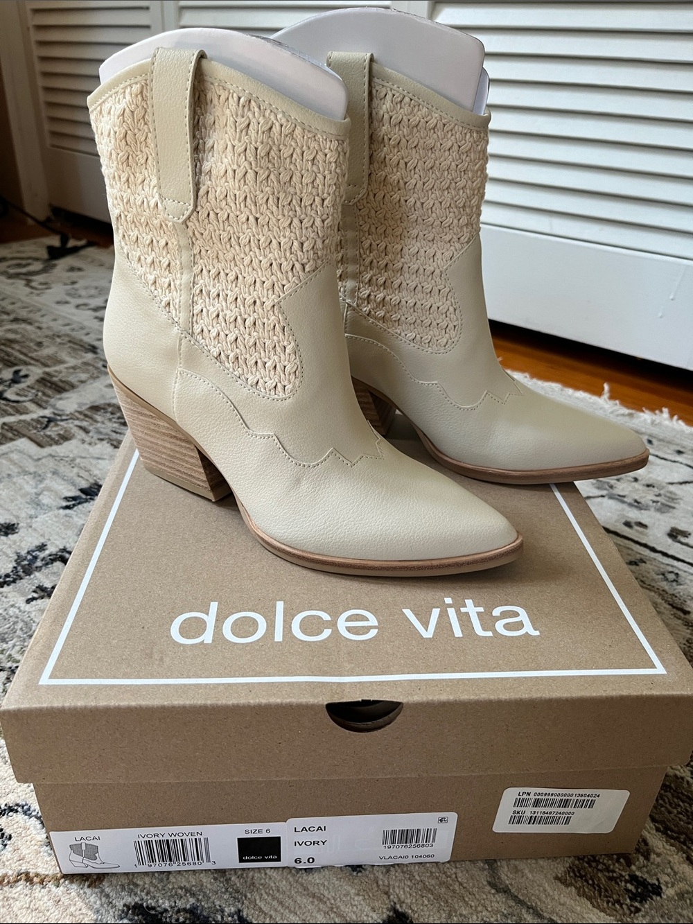 Dolce Vita Ivory Woven Western Booties